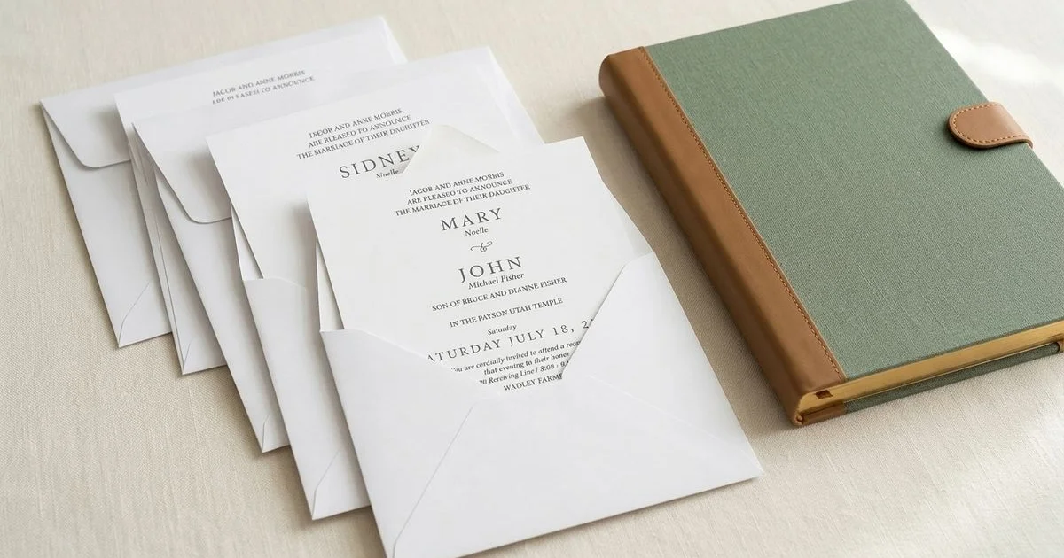 Wedding invitation mailing timeline guide for planning a Utah open house reception